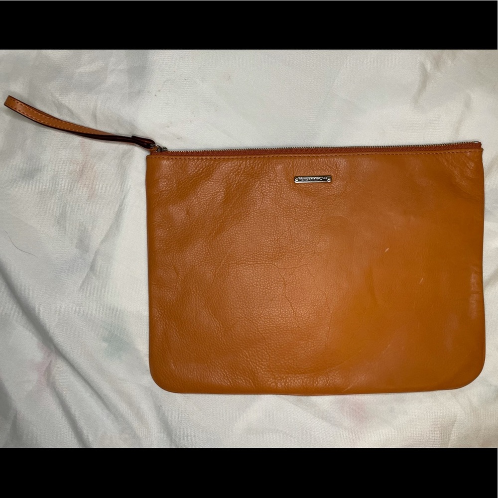 Rebecca Minkoff Orange Leather My Goodies Utility Cosmetic Bag